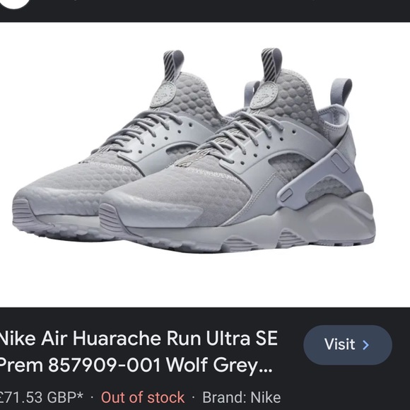 Nike Air Huarache Ultra Junior - Wolf Grey - Kids Boys 11 - Picture 2 of 9